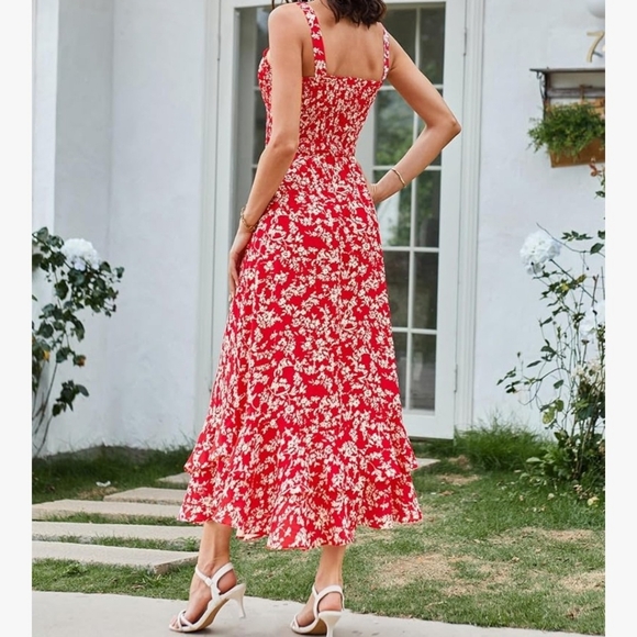 NWT GRACE KARIN Women's  Summer Floral Boho Dress Square Neck Strapped Swing XL - Picture 2 of 7